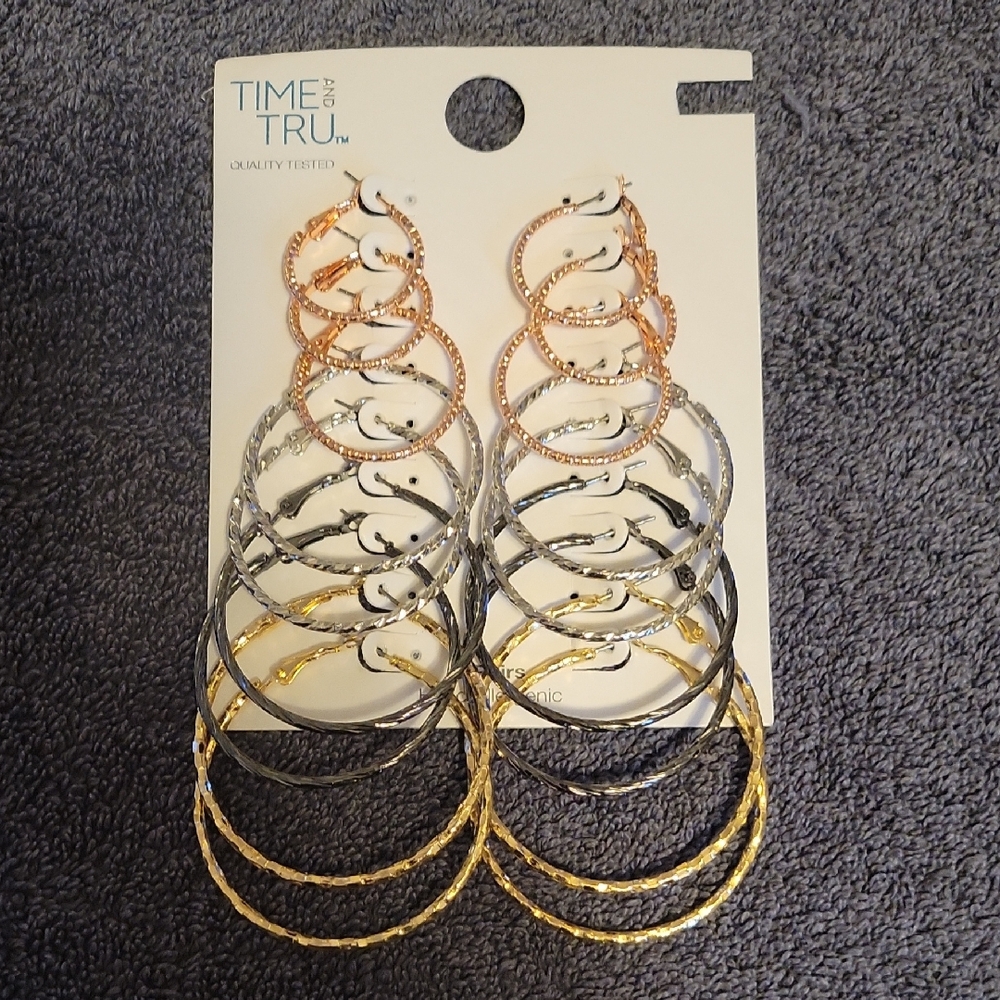 Earrings Gold and Silver Hoop Earrings Set
